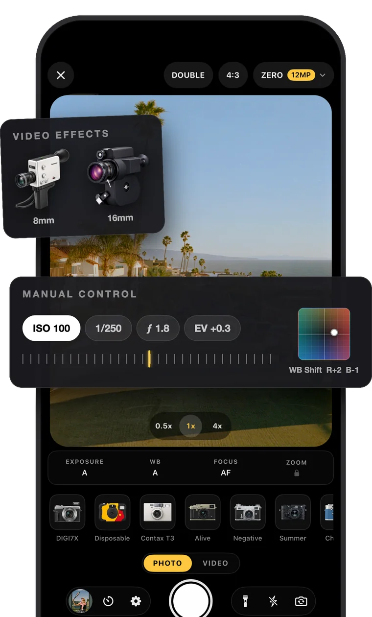 2Shoot pro camera with manual controls and video effects